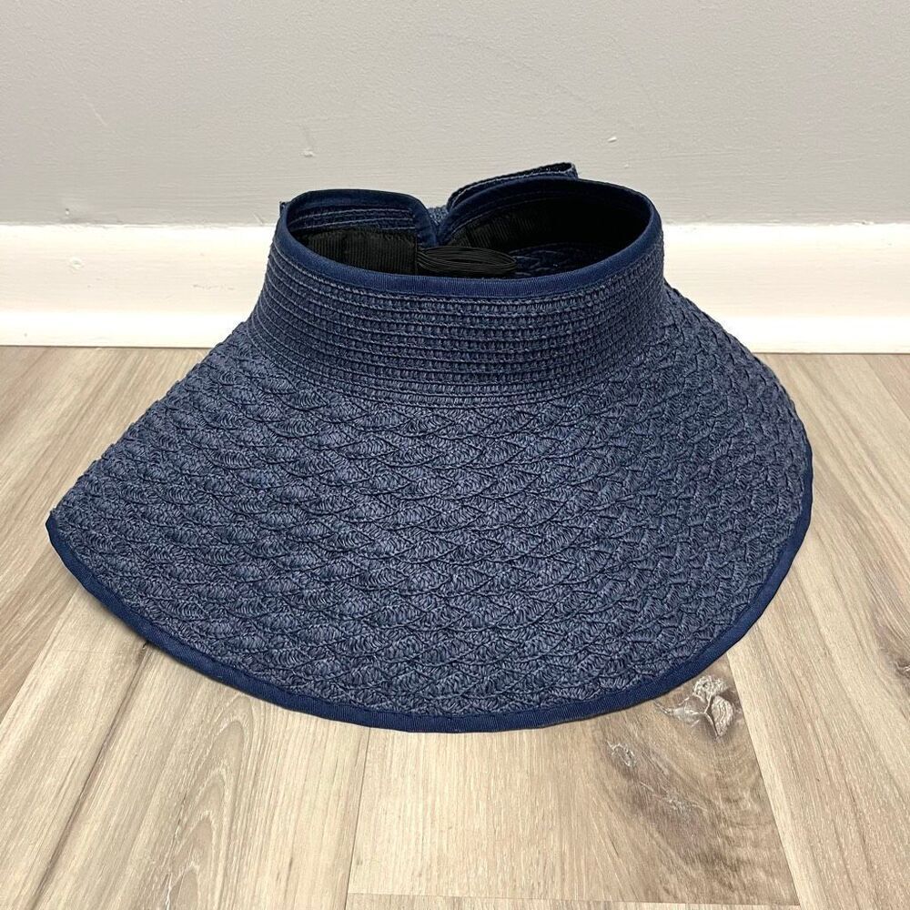 Magic Hats Navy Blue Paper‎ Straw Visor Sun Hat